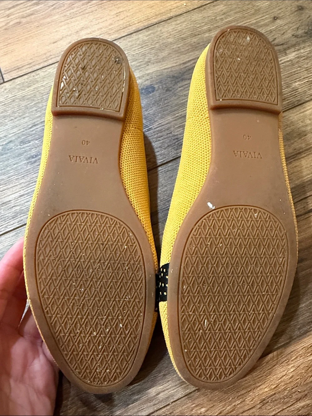 Vivaia Mustard Yellow Knit Slip-Ons with Black Cat Embroidery